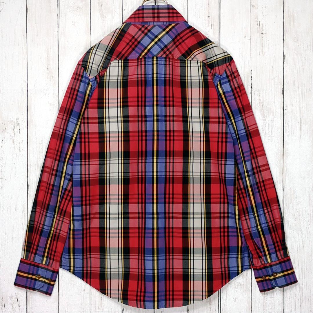 入手困難希少最大サイズ50【美品】ヴィヴィアンマン チェック柄シャツ 刺繍オーブ