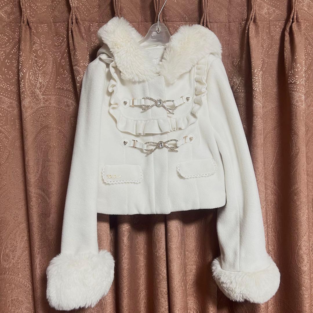 LIZLISA ビジューリボンショートコート OW