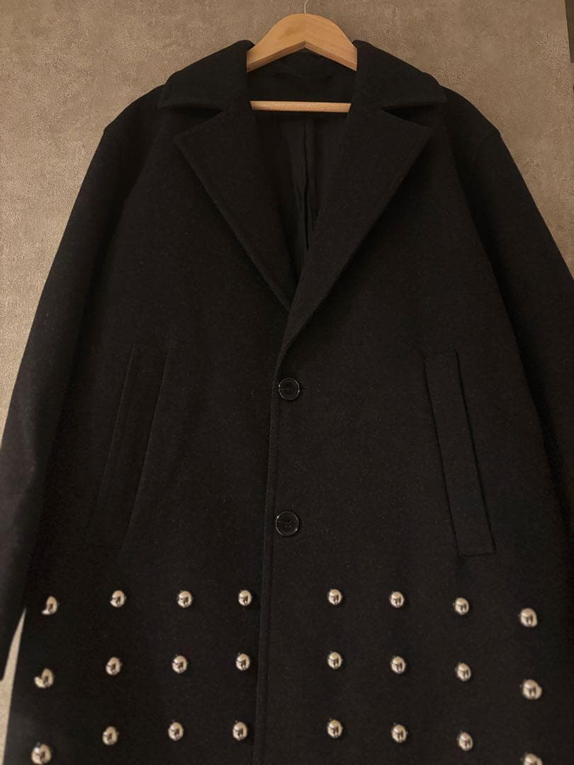 DIESEL WALLEROY　スタッズウールチェスターコート　36　黒　美品