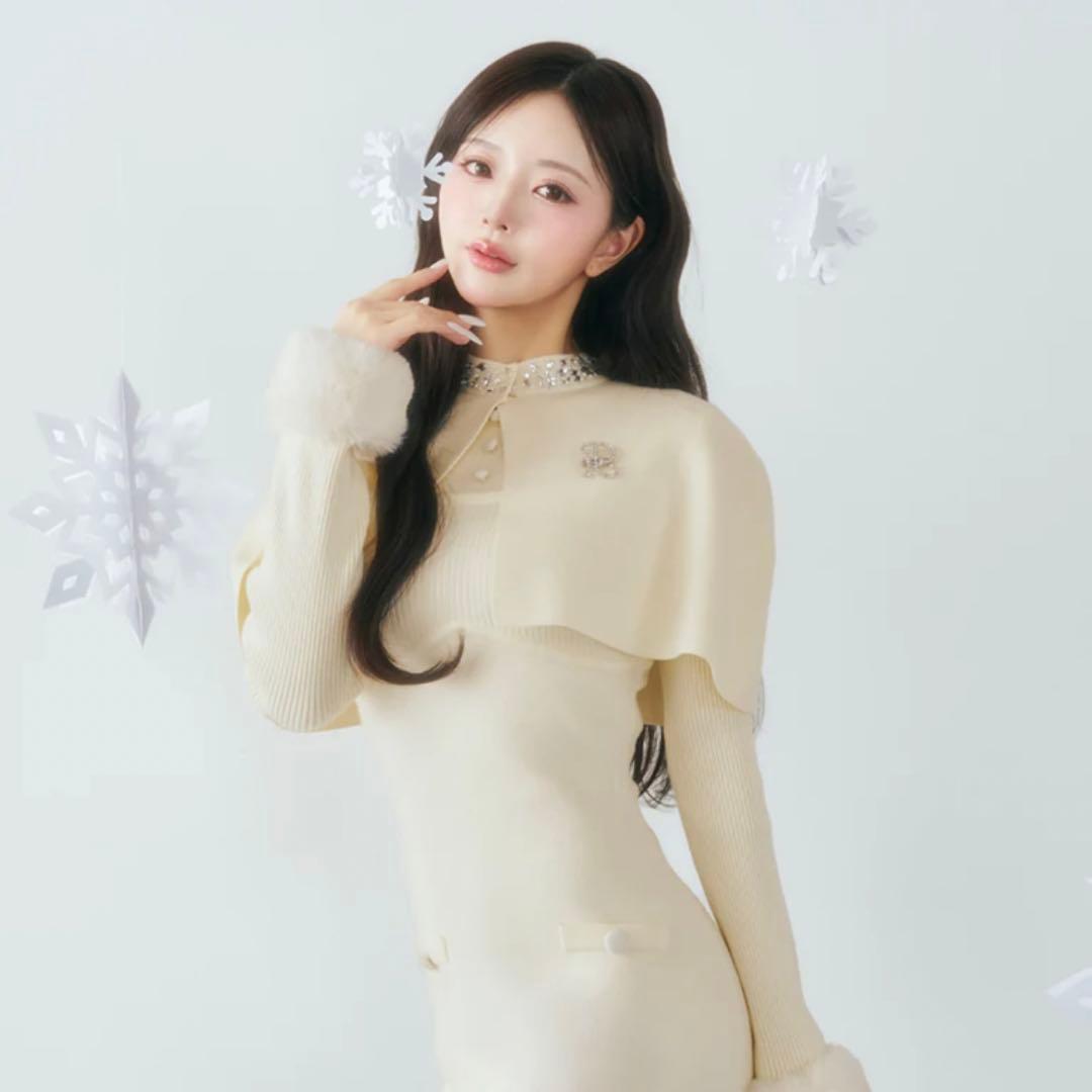 Darich ビジューケープニットミニワンピース