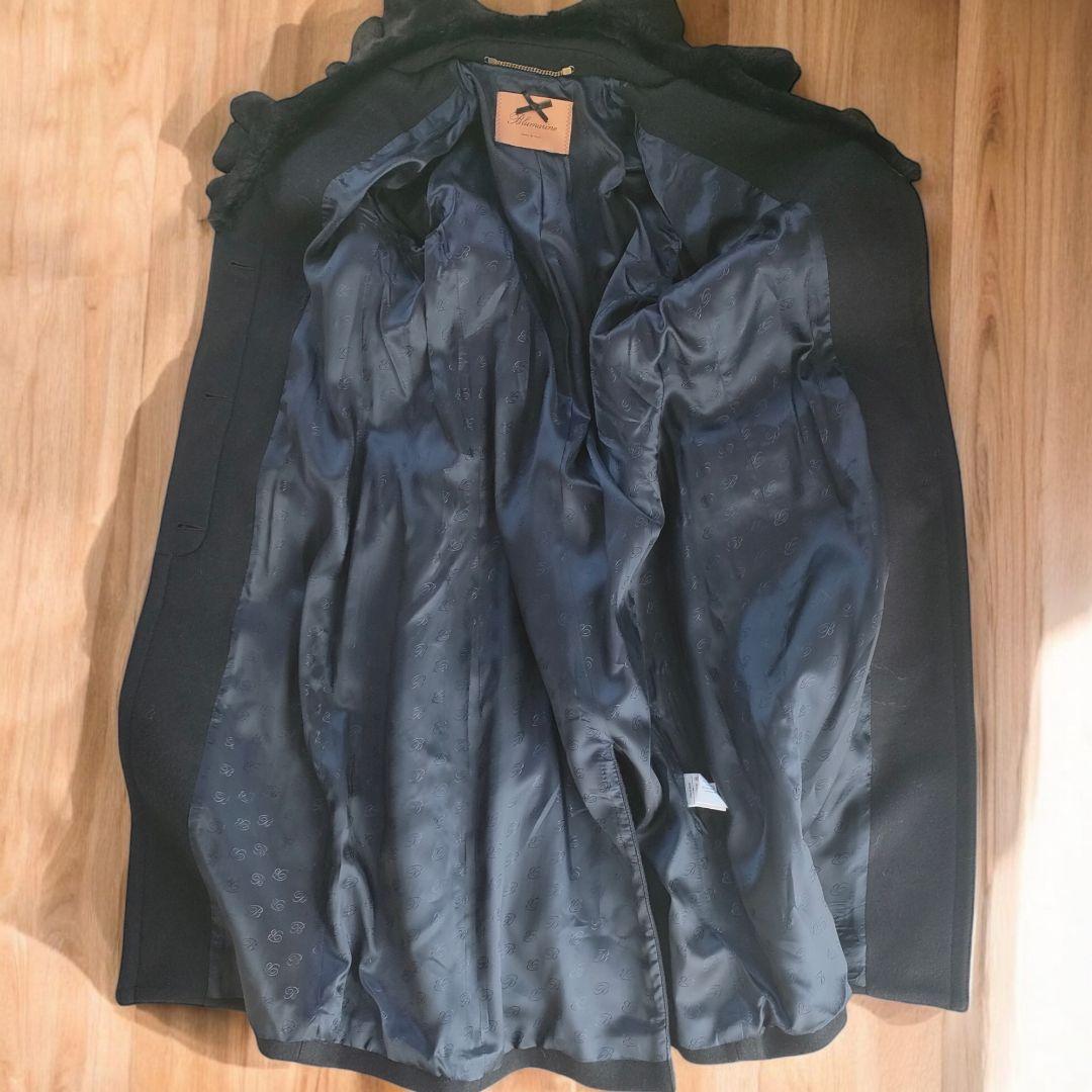 ブルマリン ファー付 カシミヤブレンド ロングコート