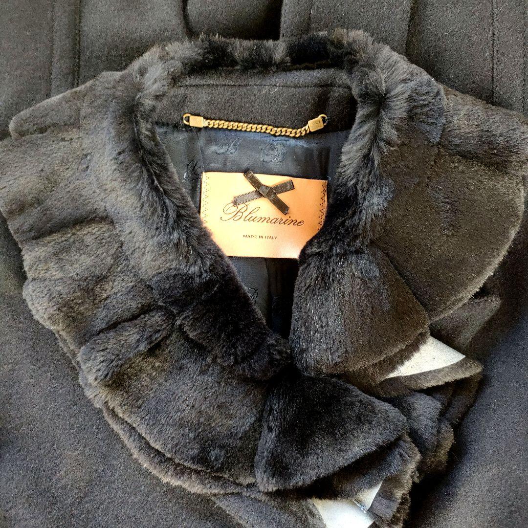 ブルマリン ファー付 カシミヤブレンド ロングコート