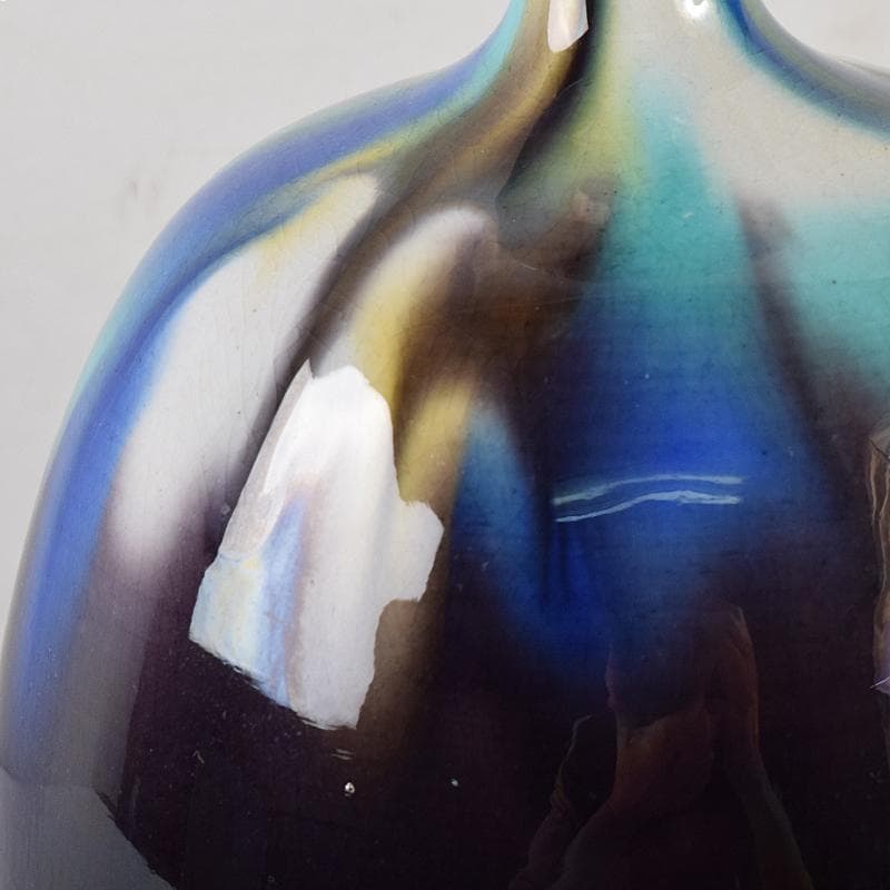 九谷焼　柳雨軒　三代八十吉　徳田正彦作　彩釉　壷　共箱　U　R8706