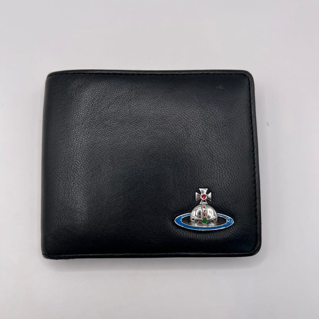 vivienne westwood 二つ折り財布　ブラック　EMMA ブルー