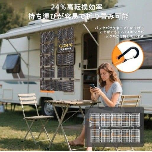 100W 折り畳み式ソーラーパネル 太陽光 充電器 IP67防水 災害 停電対策