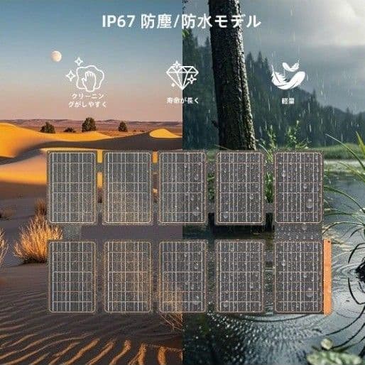 100W 折り畳み式ソーラーパネル 太陽光 充電器 IP67防水 災害 停電対策
