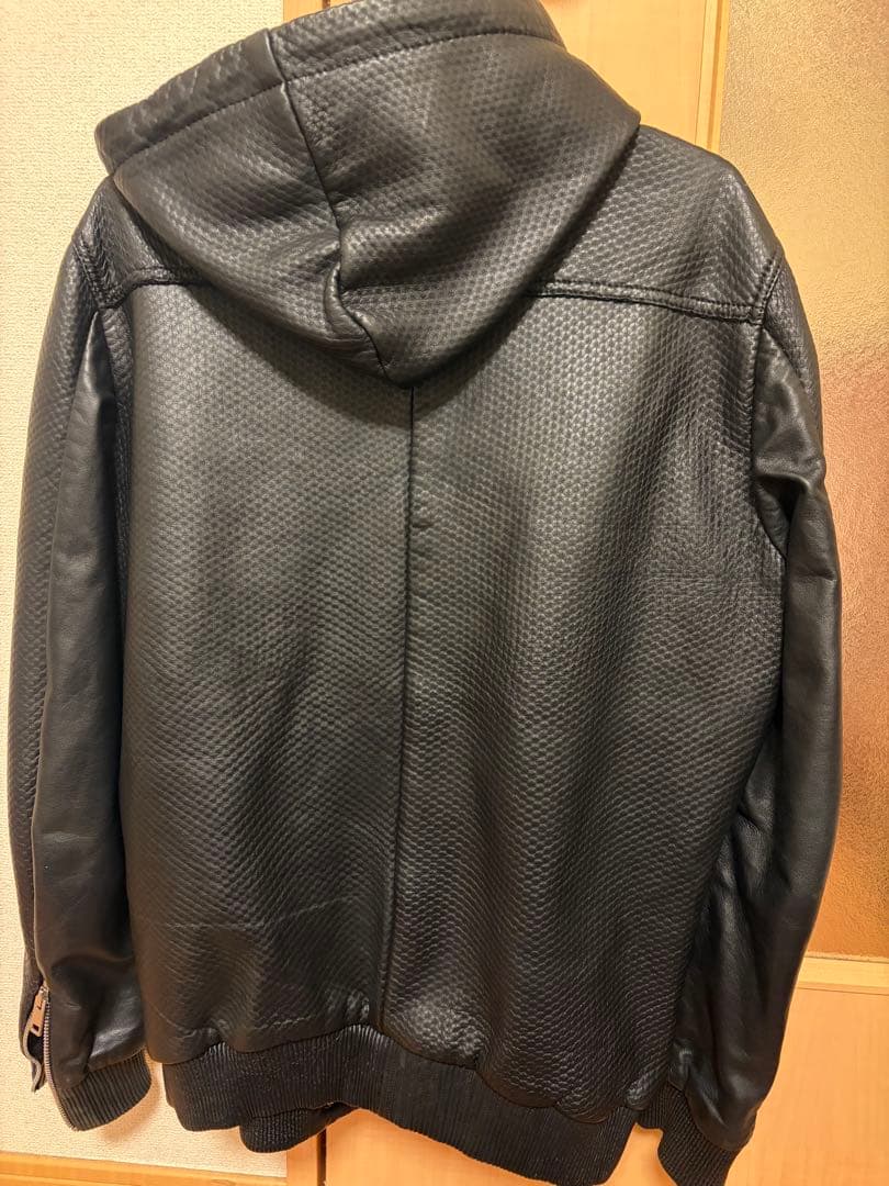 モカ ディーゼルラムレザーパーカー　サイズS ディンプル柄