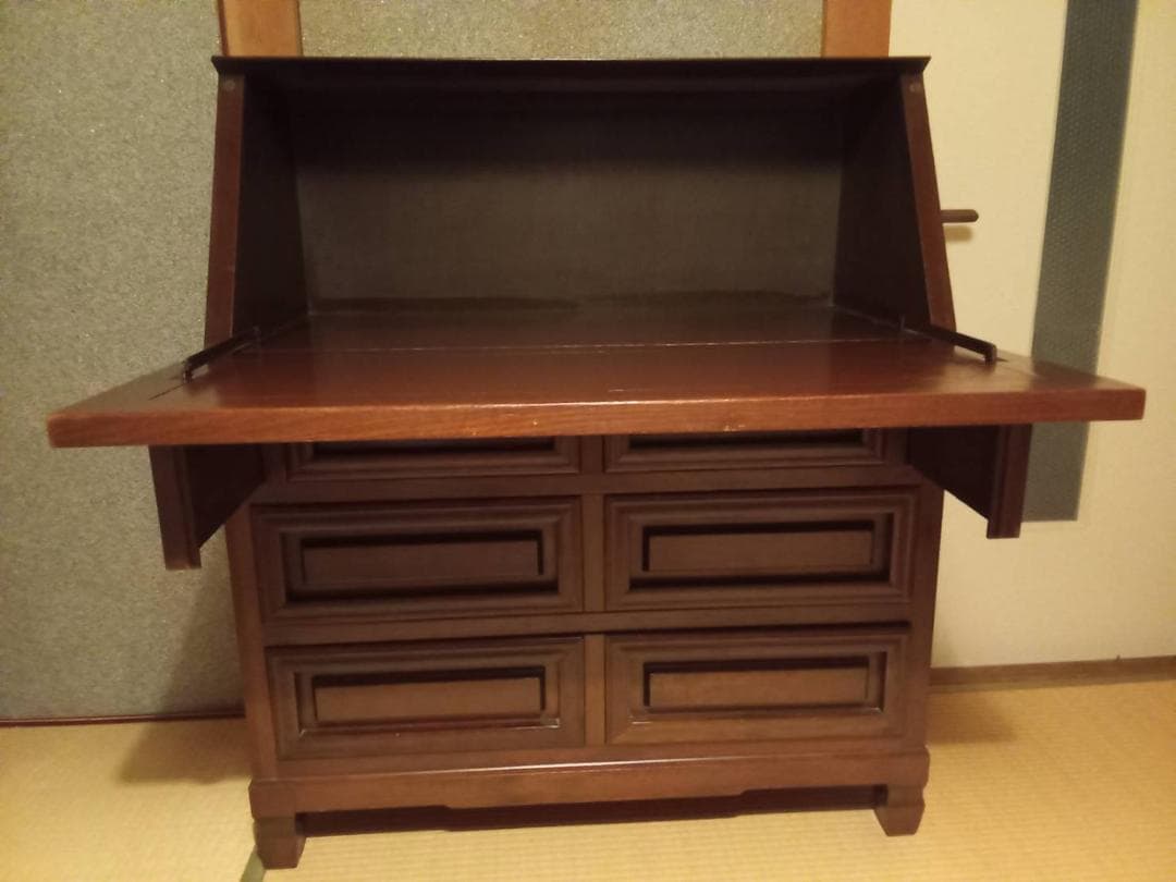 冬季モアバーゲン ：松本民芸家具調　ライティングビューロー美品（書斎・勉強机に）