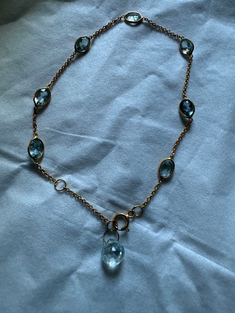 18金　アクアマリン　ブレスレット　刻印あり