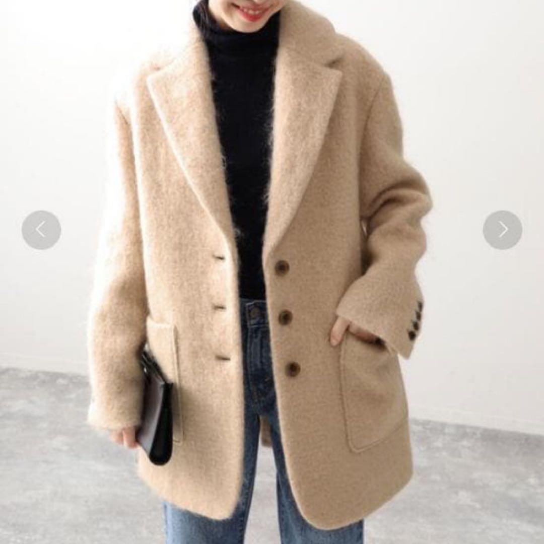 美品　SLOBE IENA シャギージャケットコート F モヘヤ ベージュ
