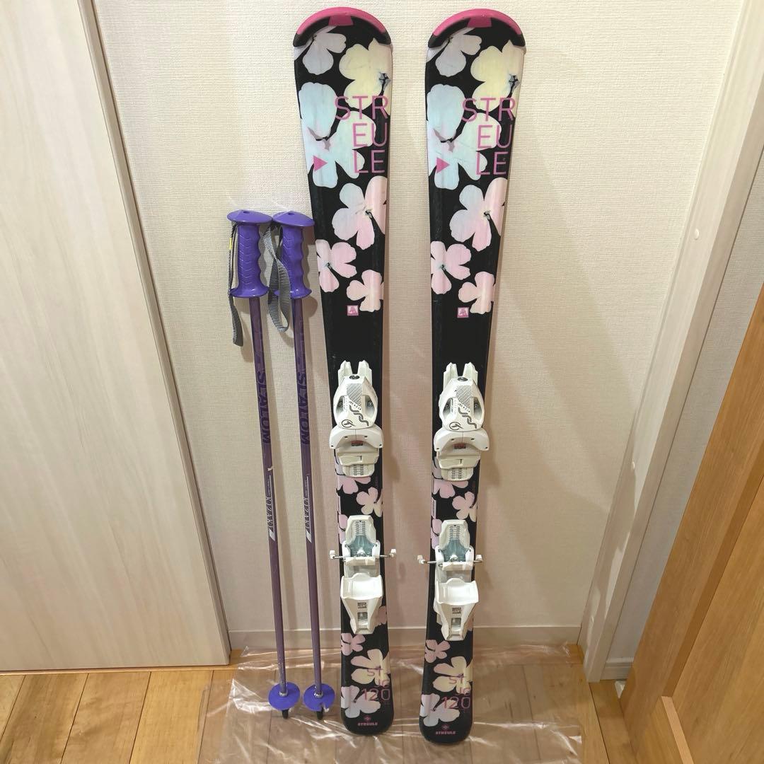 【お値下げ中！！】スキー板　ストックセット　120㎝