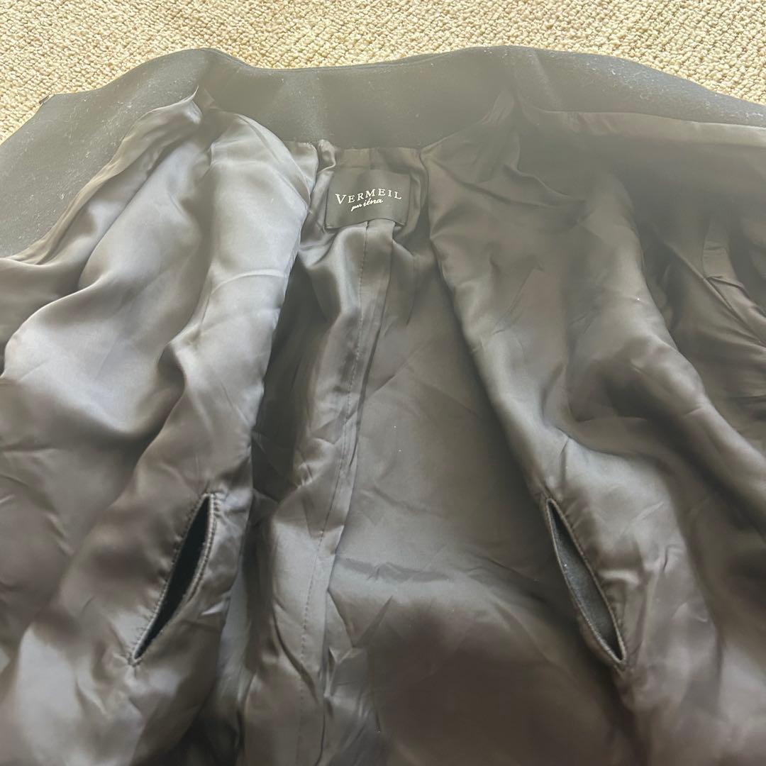 ヴェルメイユ パー イエナ メルトン テント ライン コート ロング リボン