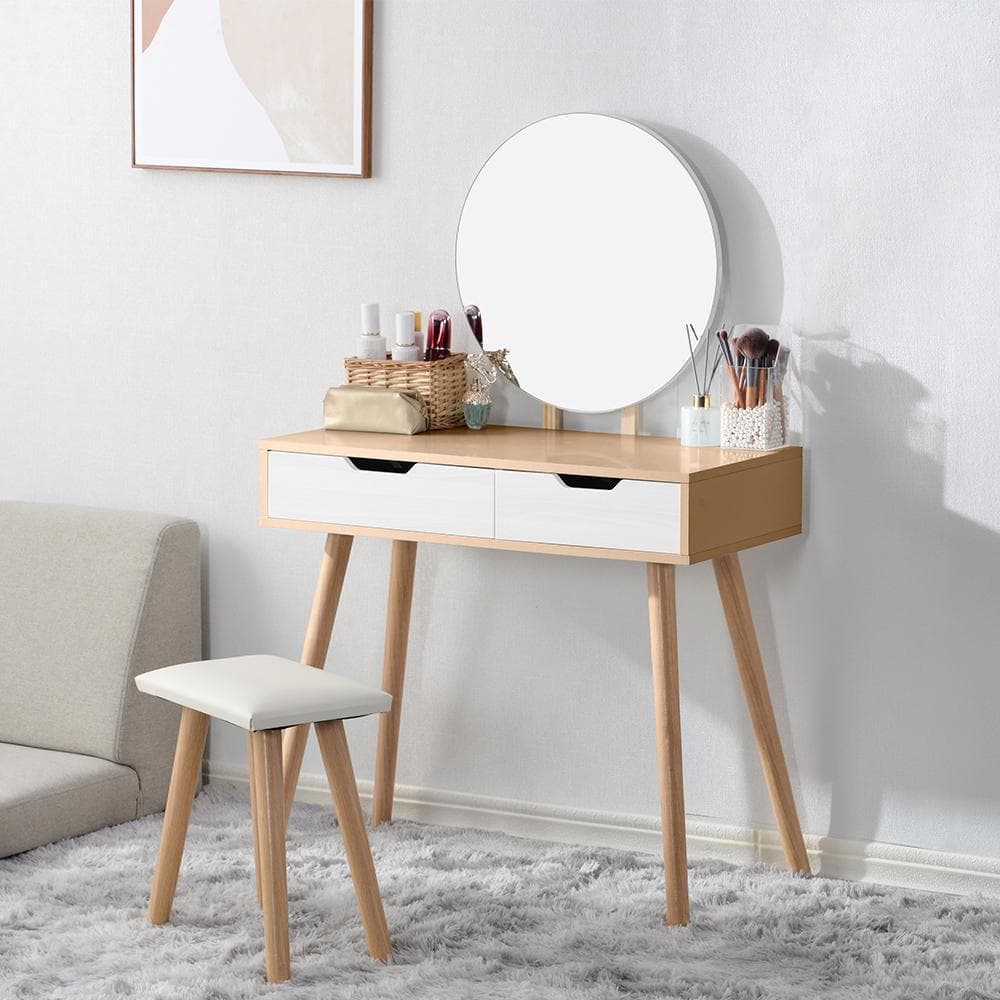 ❤いいね割引　ドレッサー　化粧台　鏡台　ドレッサーテーブル　スツール付き