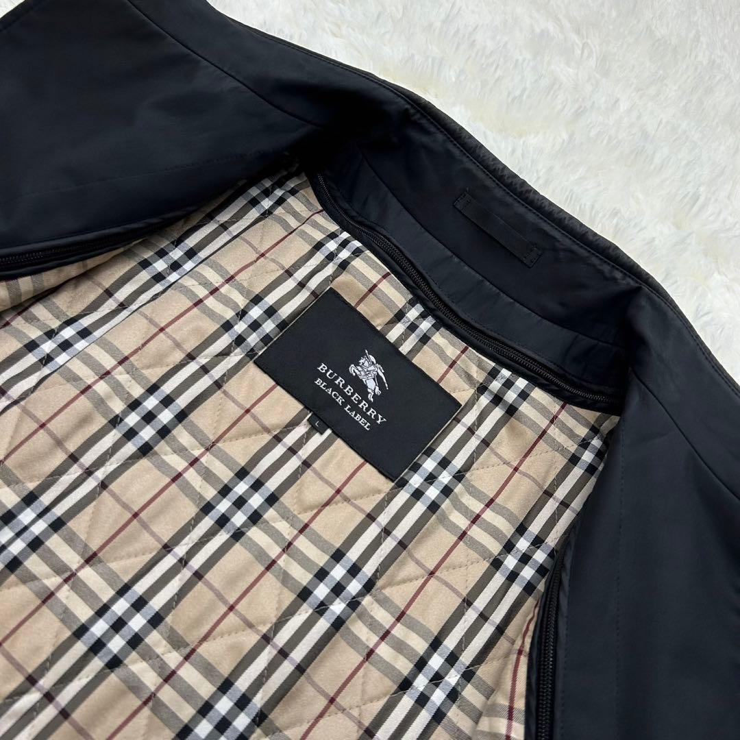 【美品/L】バーバリーブラックレーベル トレンチコート ノバチェック 黒 比翼