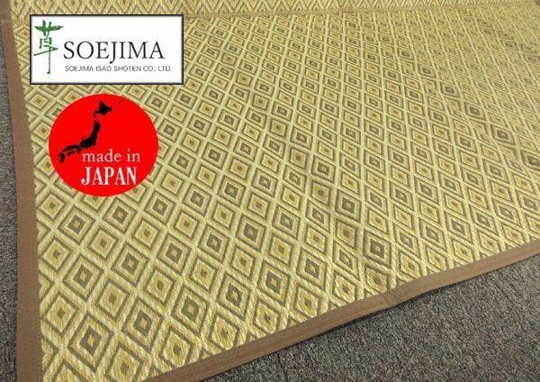 添島勲商店 国産 い草花ござ ラグマット 約174×174cm No925