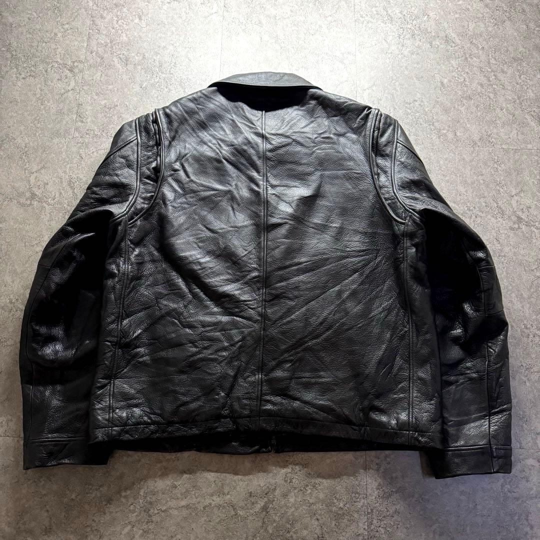 00s エディーバウアー XL レザージャケット　シングルライダース　本革　黒色