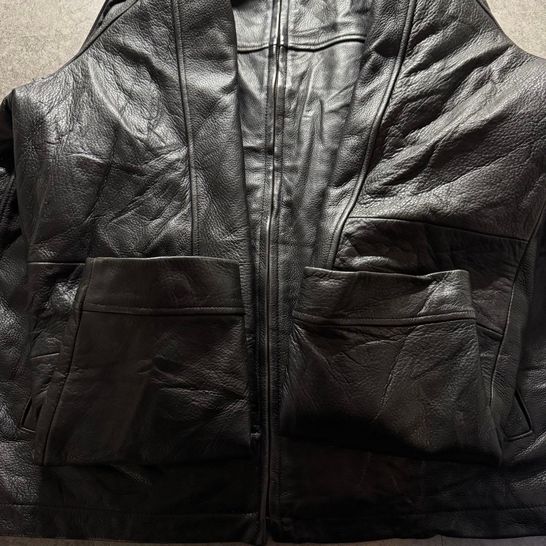 00s エディーバウアー XL レザージャケット　シングルライダース　本革　黒色