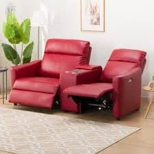 2人用電動本革リクライニングソファ (右肘/ユニットテーブル/ワイド左肘)