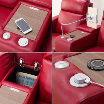 2人用電動本革リクライニングソファ (右肘/ユニットテーブル/ワイド左肘)