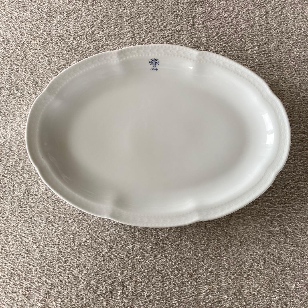 ボンジョルノブルーロゴ Murat white 34センチオーバルプラター