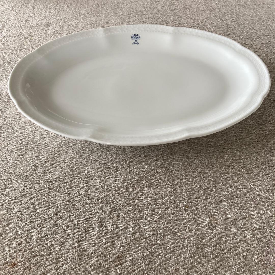 ボンジョルノブルーロゴ Murat white 34センチオーバルプラター