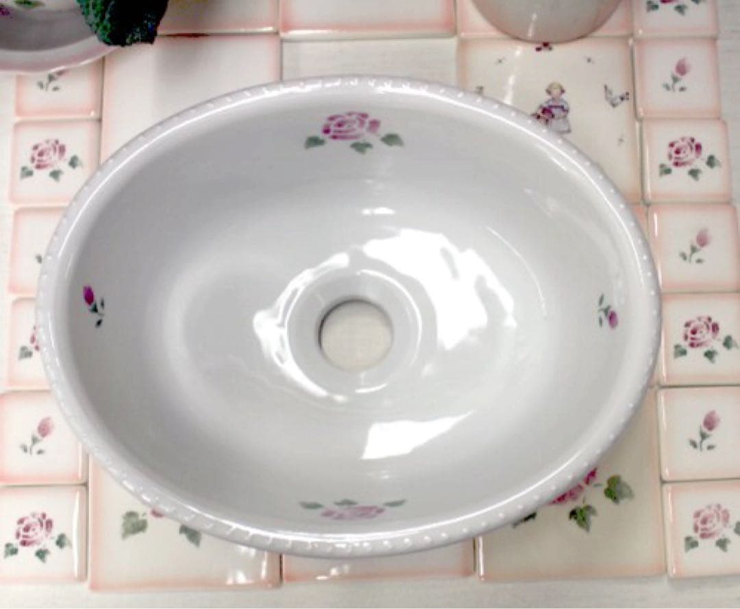 マニーローズ 陶器 オーバルシンク　 (ウォツシュボウル)