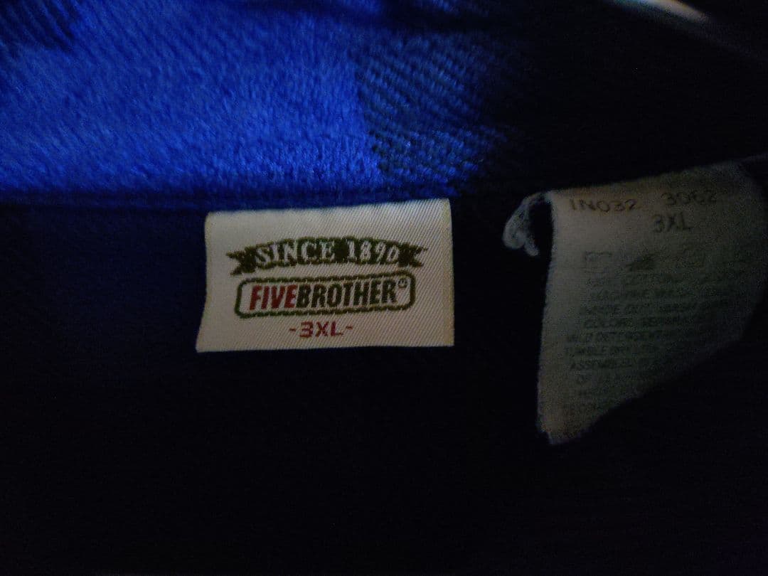 希少3XL FIVE BROTHER ネルシャツ　青黒チェック