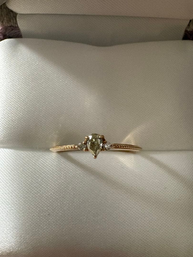 K18 天然 グリーンダイヤモンド リング　0.1ct