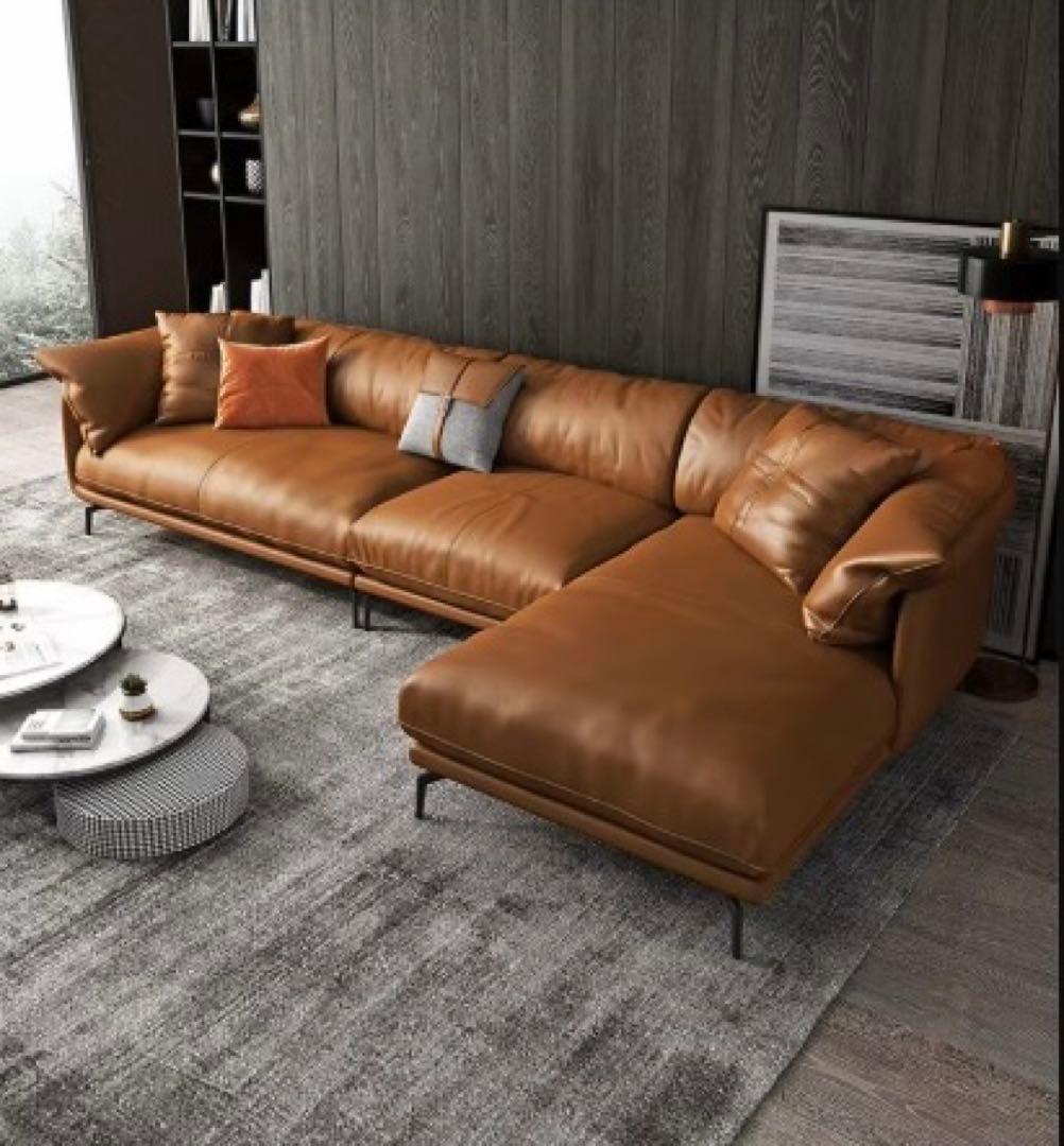 【残り2点】ラグジュアリーL字型レザーソファ 310cm｜249,000円