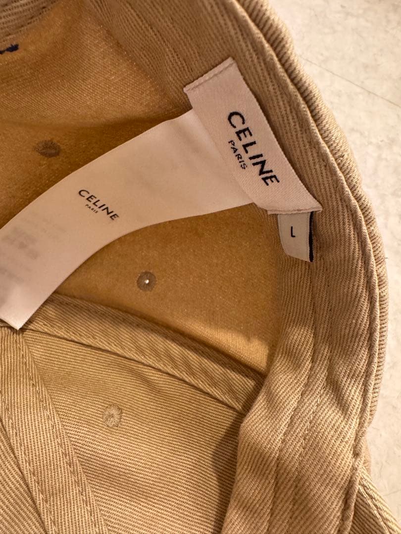 セリーヌ新作　ヴィヴィエンヌキャップ　コットンツイル　ベージュL