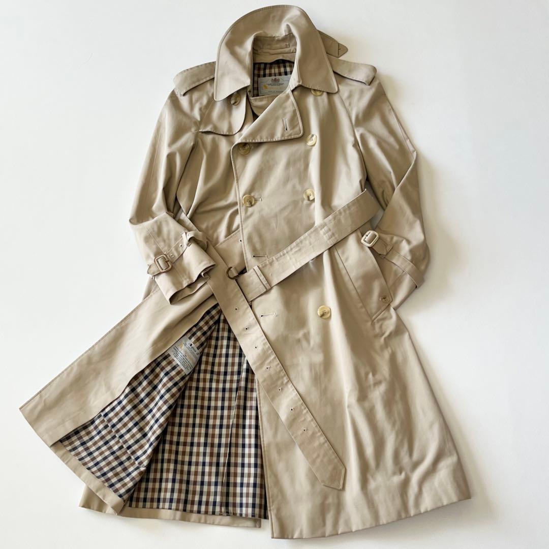 ▼80s アクアスキュータム XL相当 トレンチコート Aqua5 英国 UK製