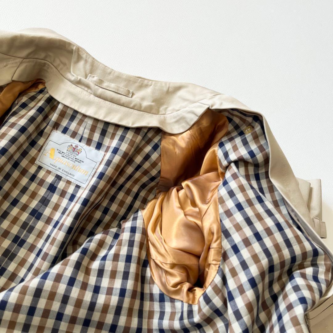 ▼80s アクアスキュータム XL相当 トレンチコート Aqua5 英国 UK製