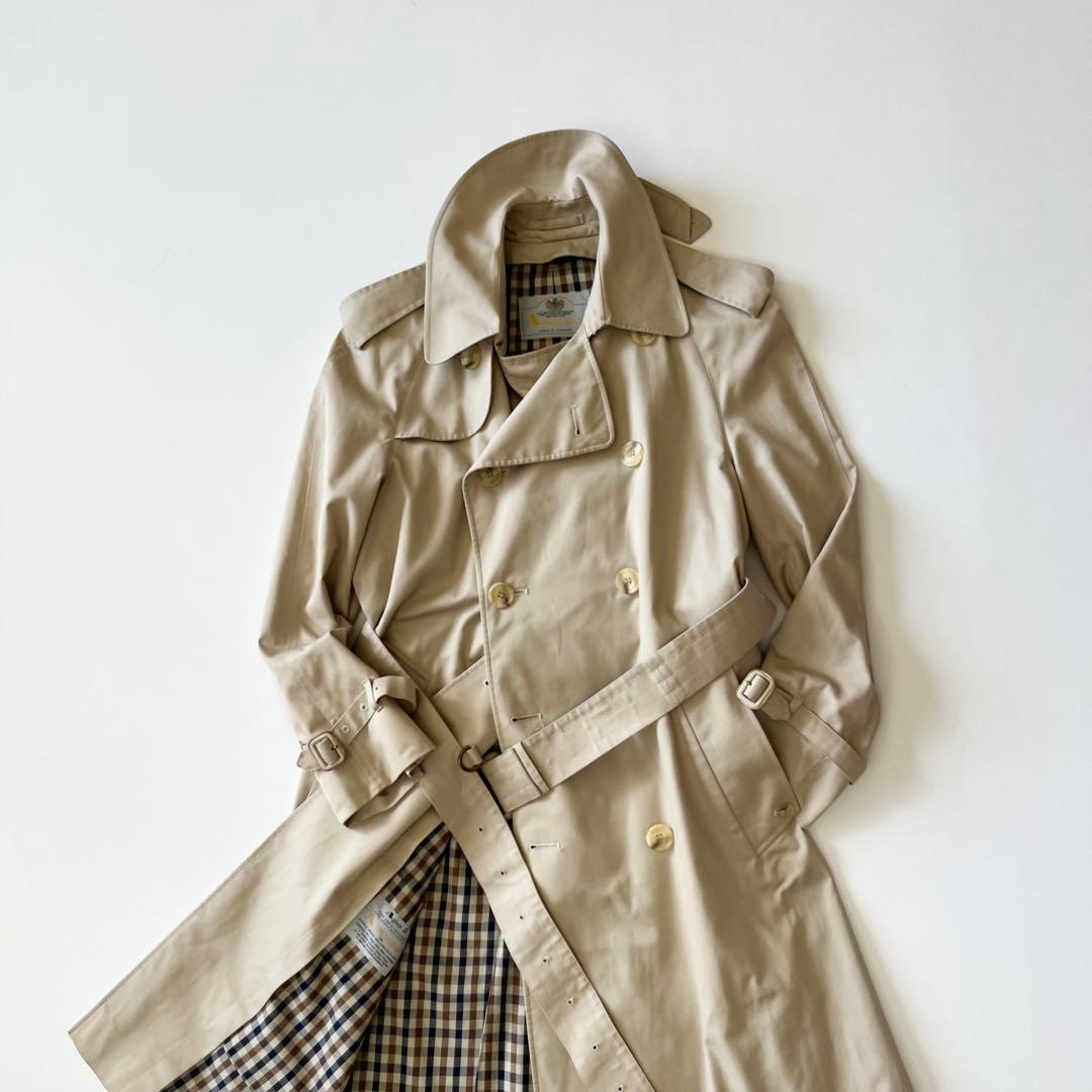 ▼80s アクアスキュータム XL相当 トレンチコート Aqua5 英国 UK製