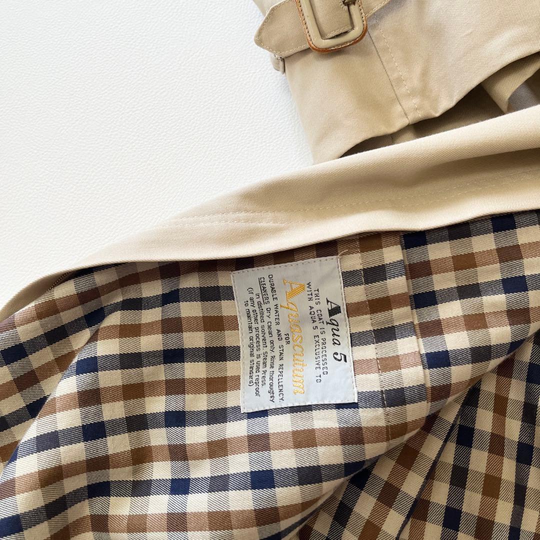 ▼80s アクアスキュータム XL相当 トレンチコート Aqua5 英国 UK製