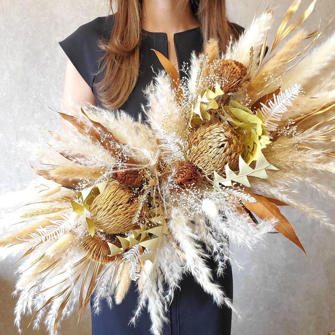 特大　横長スワッグ　ドライフラワー　撮影　インテリア　パンパスグラス　スワッグ