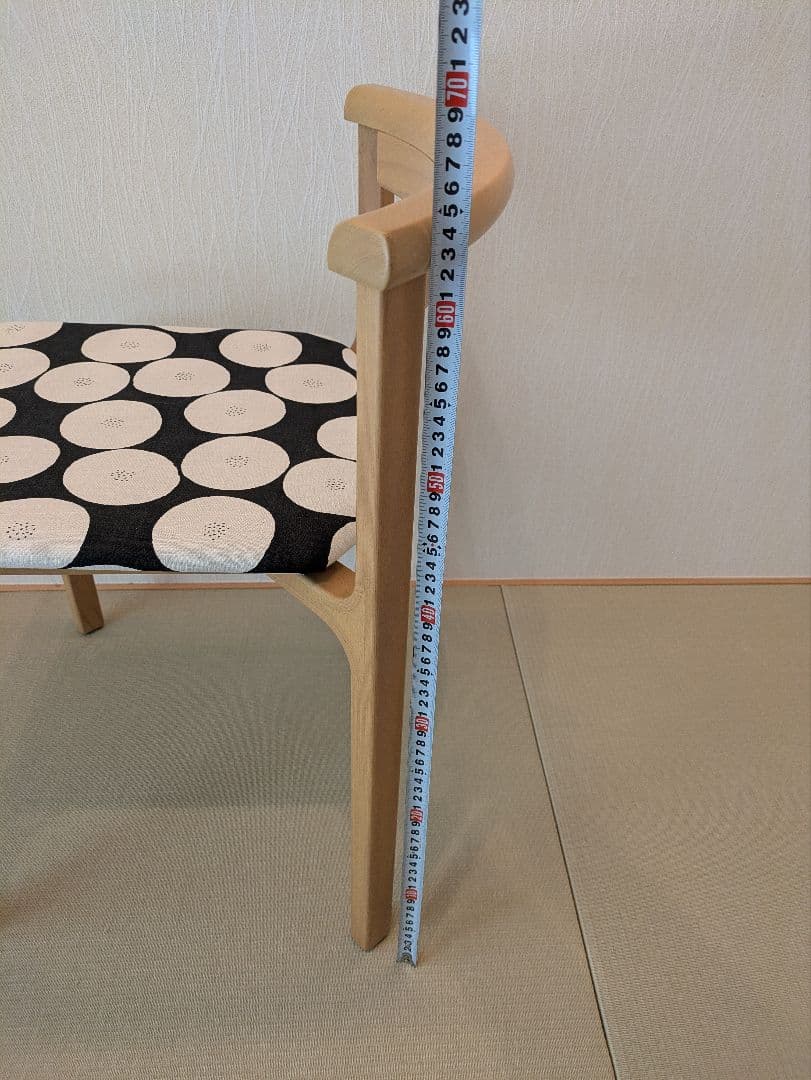 【天童木工】スタッキングチェア 2脚 座面張替 ハンドメイド 幾何学模様 黒