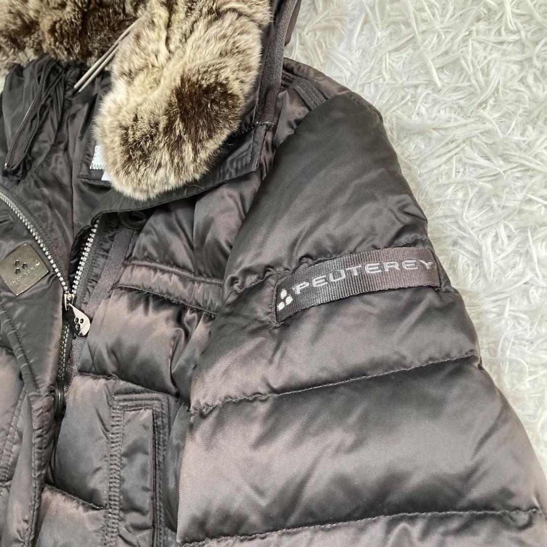 16986✨ピューテリー 42 ロングダウンコート ファー グースダウン 茶色