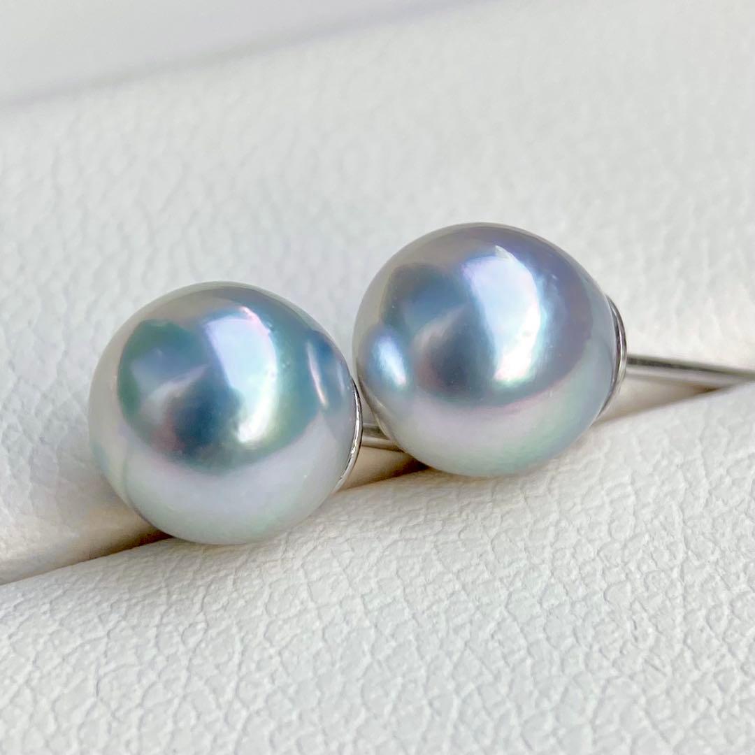 AYA様まとめ専用本真珠あこや真珠グレーピンク無調s925直結ピアスBL951