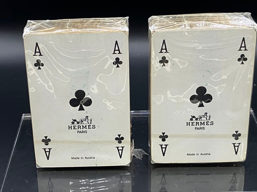 美品/エルメス ドッグプリント ミニ トランプ レザーケース レッド 未使用品