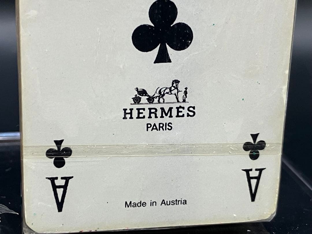 美品/エルメス ドッグプリント ミニ トランプ レザーケース レッド 未使用品