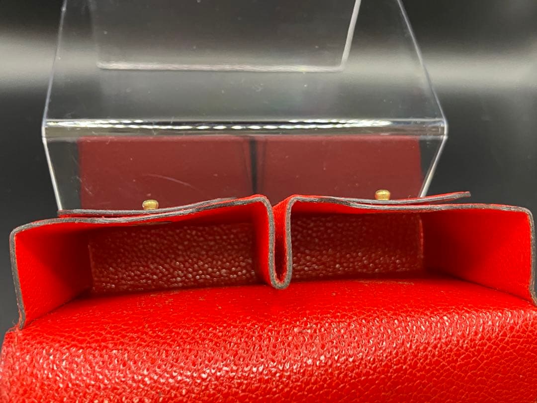 美品/エルメス ドッグプリント ミニ トランプ レザーケース レッド 未使用品