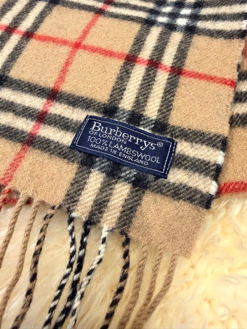 【希少/英国製】Burberrys ヴィンテージ マフラー ラムウール