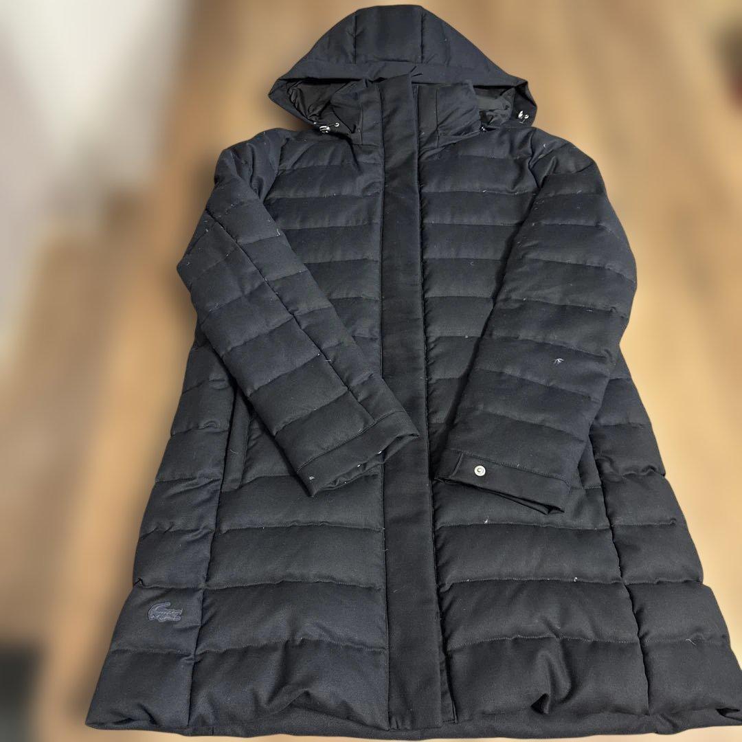 即購入◎LACOSTE ブラック ダウンジャケット フード付き！