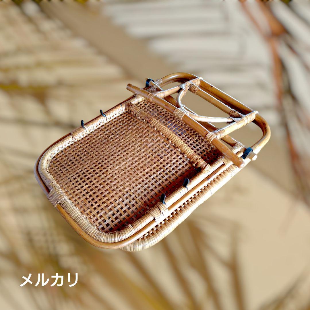 ✨新品✨折りたたみ座椅子　籐　ラタン　チェア　いす　和モダン　昭和レトロ風　2脚