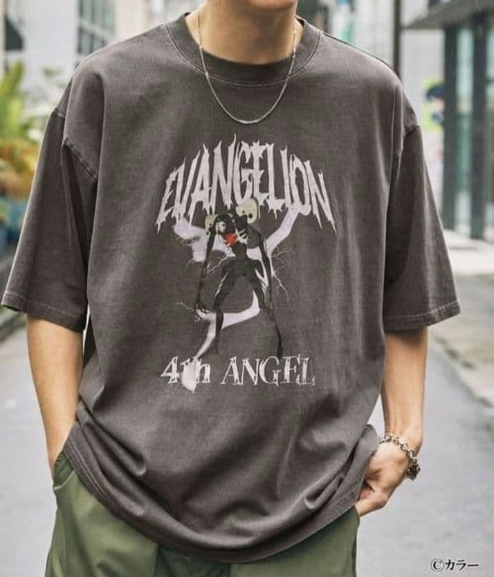 みページ エヴァンゲリオン TシャツL ピグメント・ヴィンテージ加工
