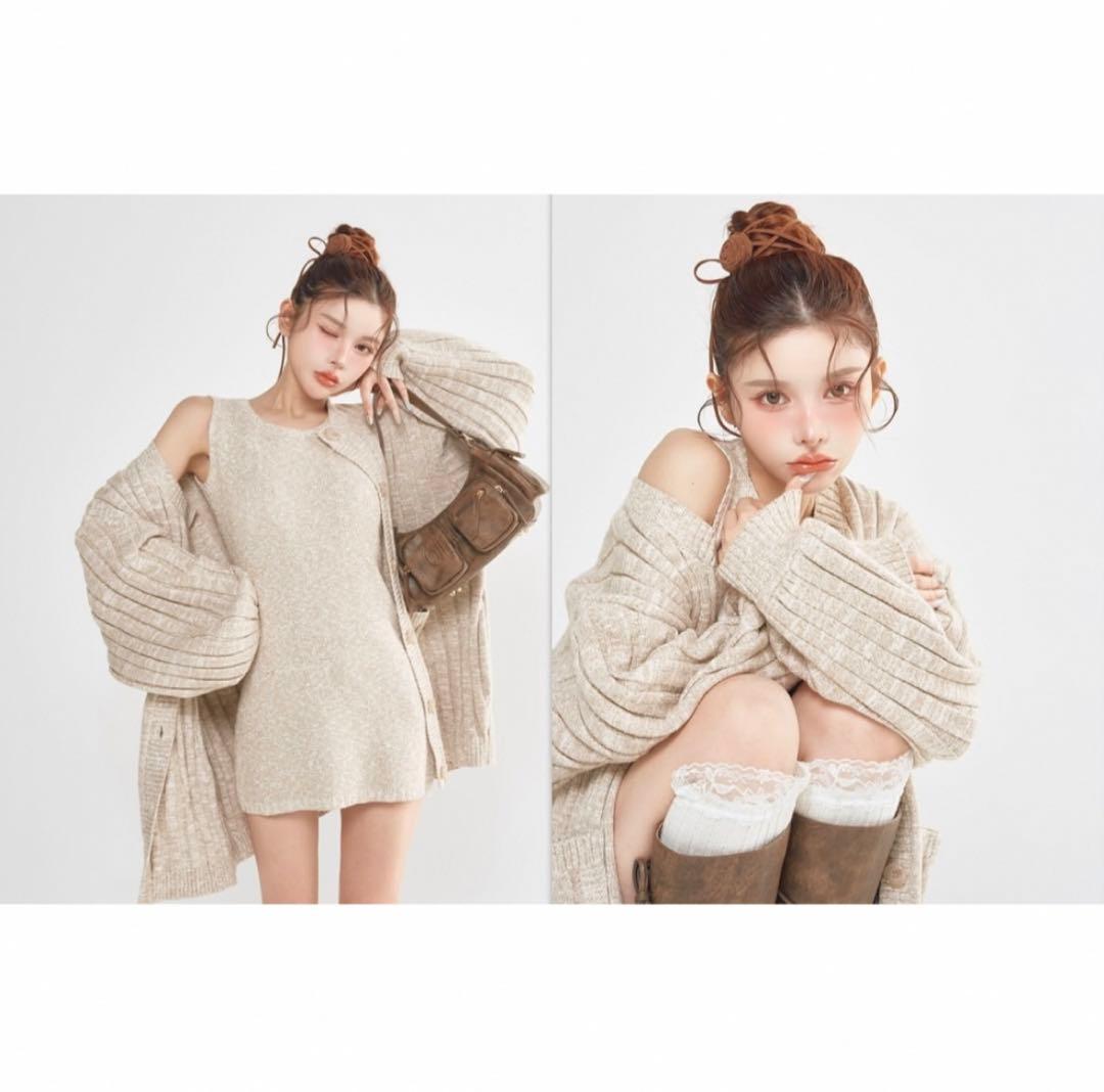 値下げダーリッチ シャーベットアンサンブルニットミニワンピースF-Lサイズ