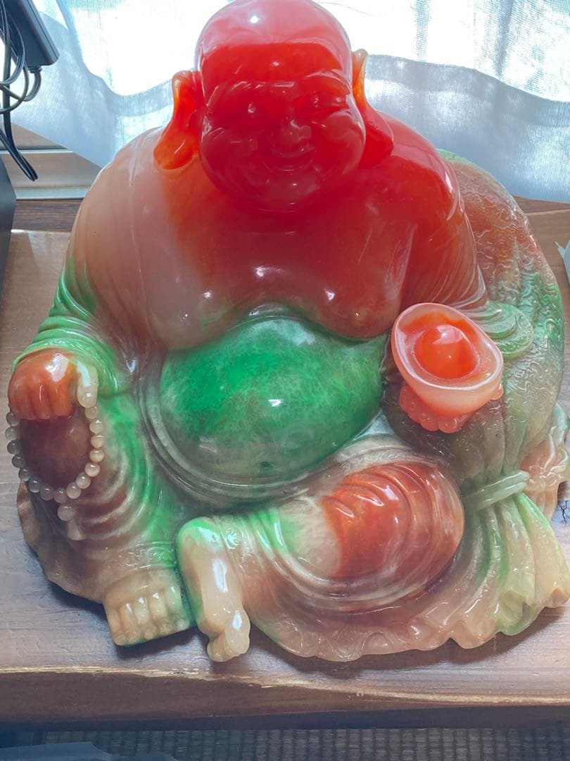 七福神　布袋様　翡翠？　瑪瑙？　置物　中古　縁起物　重量10k超