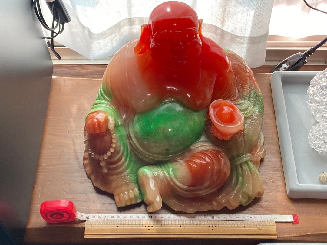 七福神　布袋様　翡翠？　瑪瑙？　置物　中古　縁起物　重量10k超