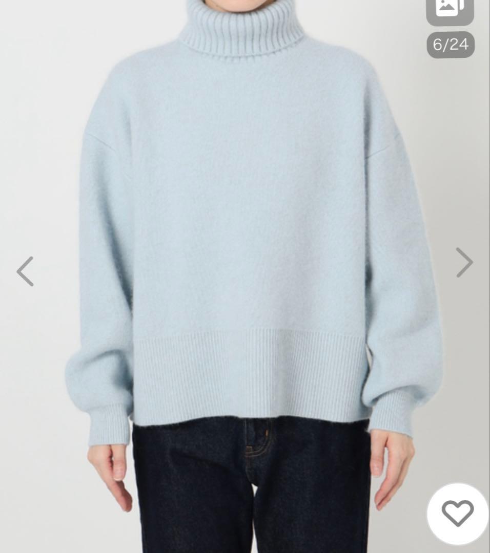 【SLOBE IENA】ウォッシャブルファーリーダブルフェイスタートルニット