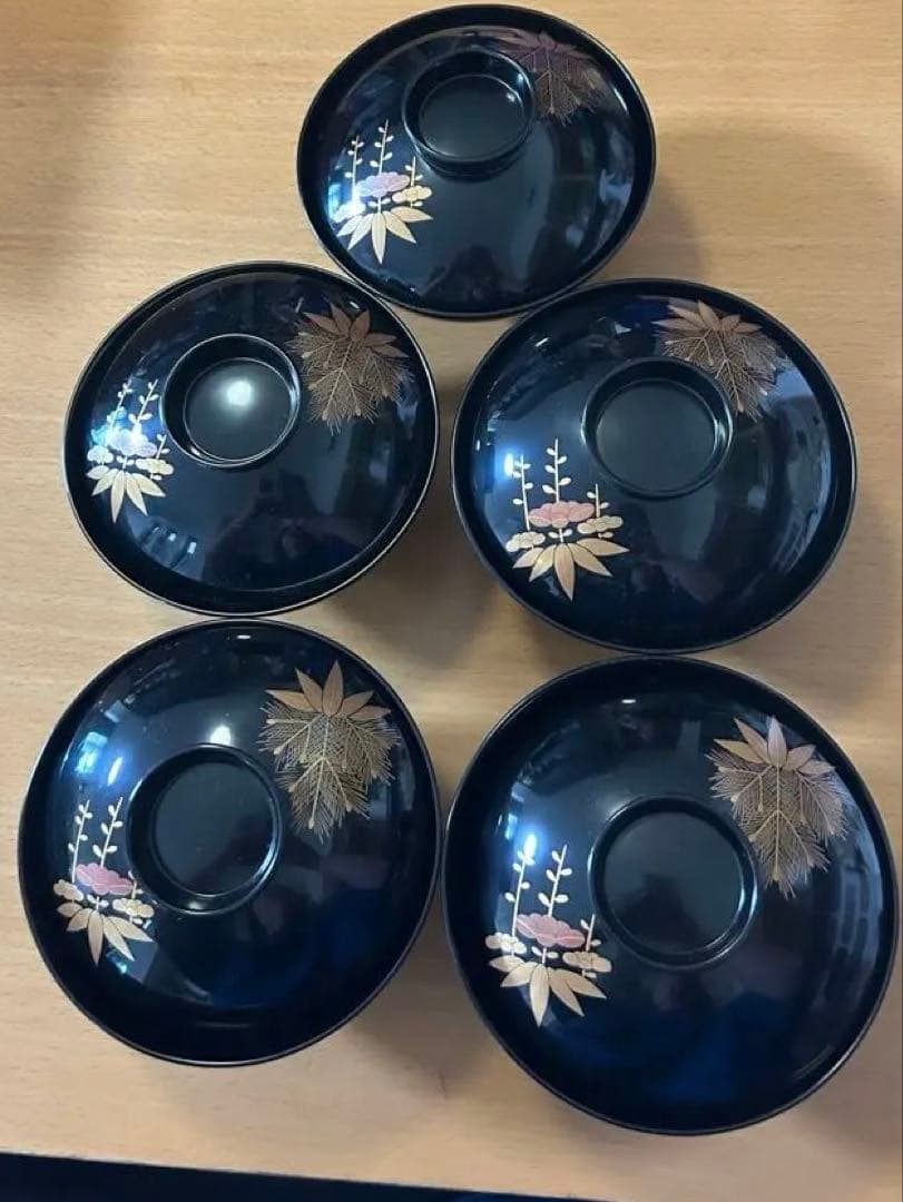 黒い蓋つき煮物椀 5個セット